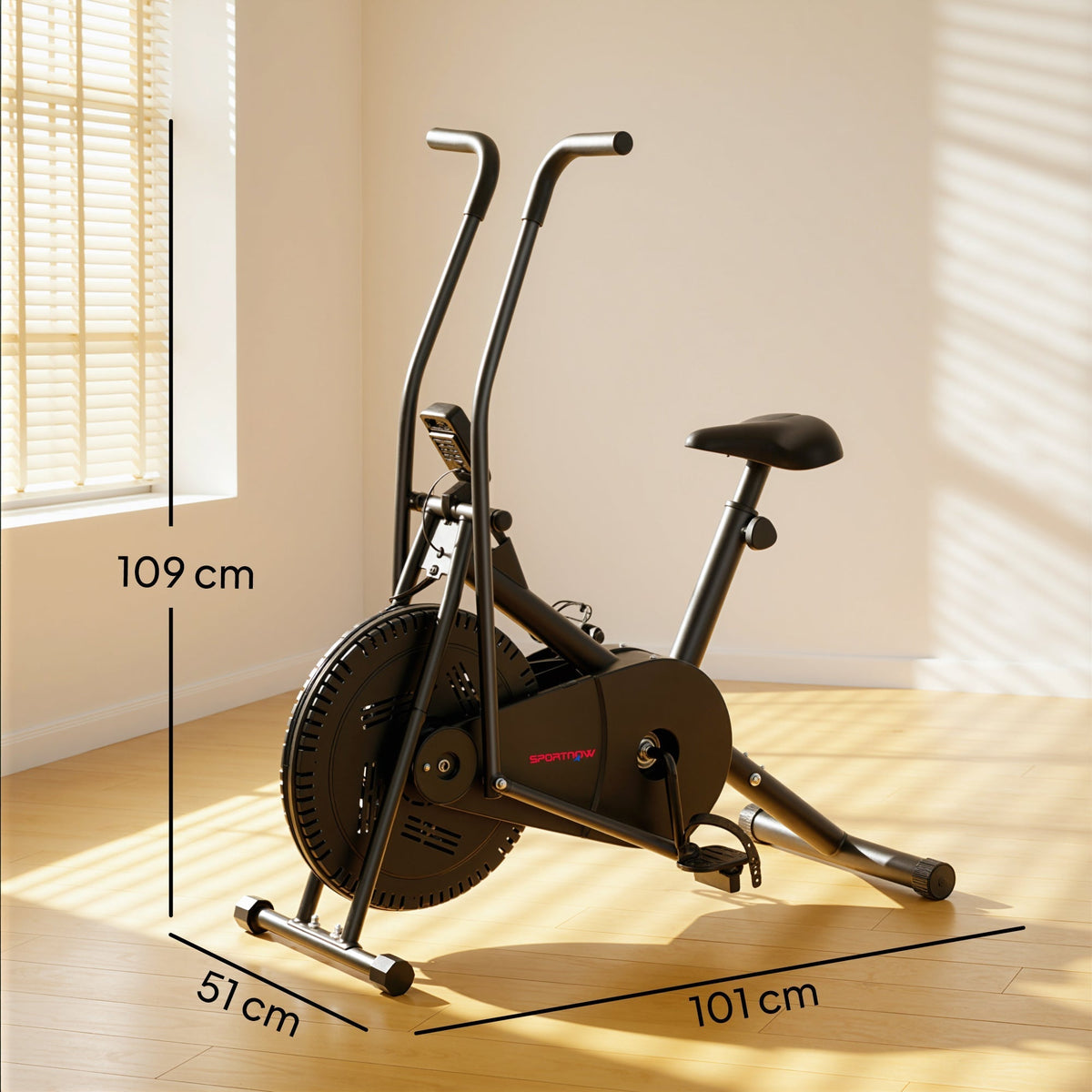 SPORTNOW Exercise Bike with Adjustable Seat in Black