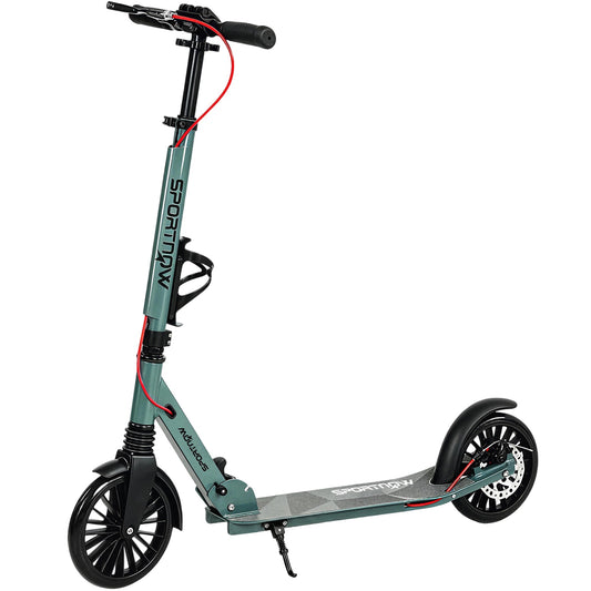 SPORTNOW Foldable Kick Scooter with Height Adjustable Handlebar, a silver tone scooter with large wheels and a kickstand