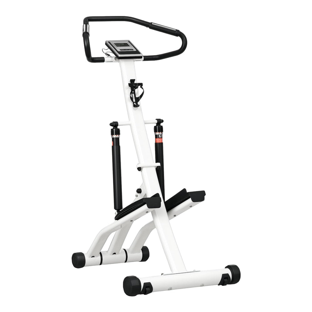 SPORTNOW Stepper Machine white and black with handlebars and foot pedals