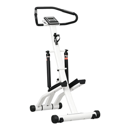 SPORTNOW Stepper Machine white and black with handlebars and foot pedals
