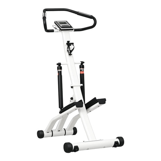 SPORTNOW Stepper Machine white and black with handlebars and foot pedals