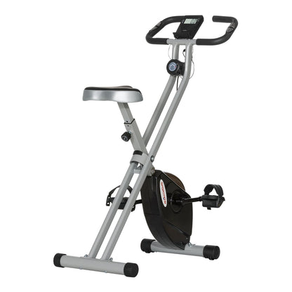 SPORTNOW Folding and Quiet Exercise Bike in black and grey standing on a white background