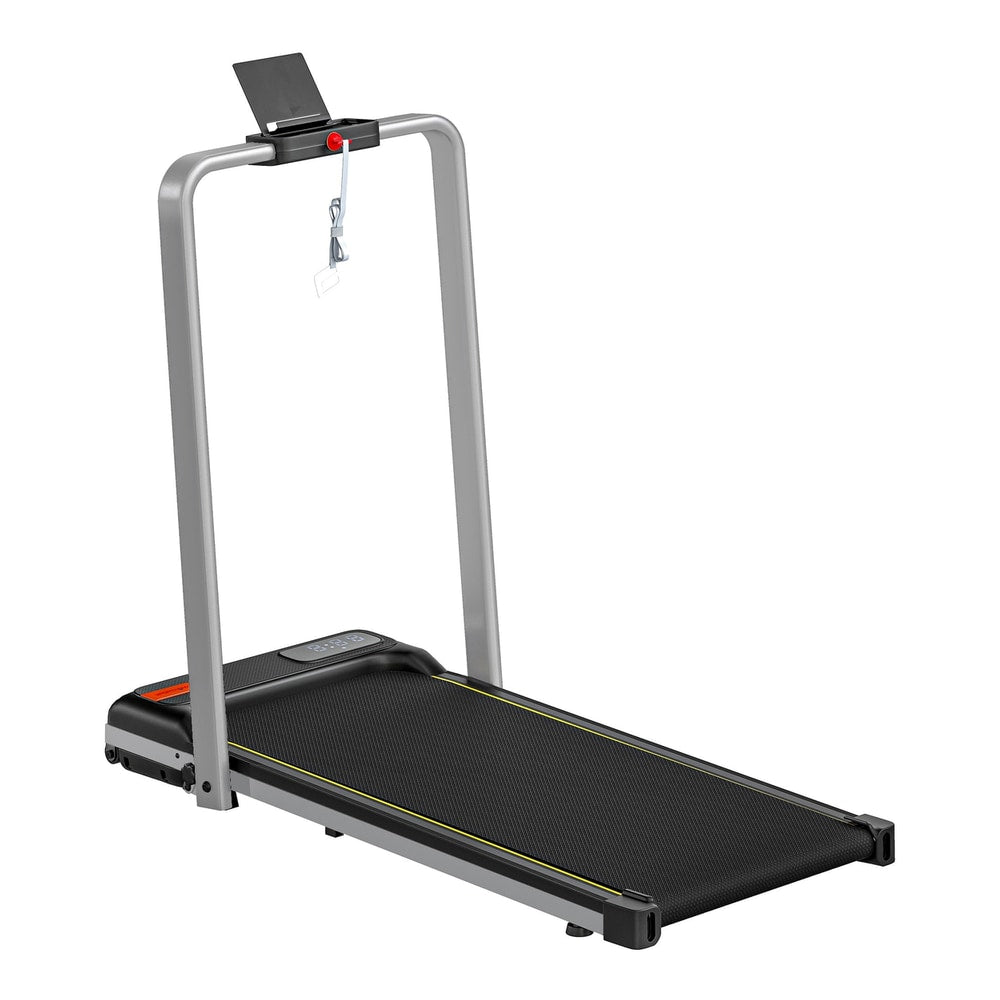 SPORTNOW Folding Walking Treadmill, a silver and black walking machine with a digital display