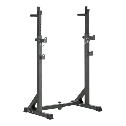 SPORTNOW Heavy Duty Barbell Squat Rack, a black metal frame with adjustable height safety bars