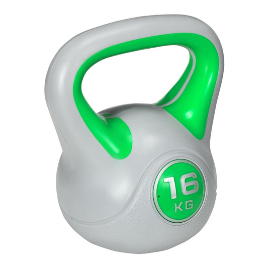 SPORTNOW Kettlebell, a green and grey 16kg weight with a handle for gym workouts