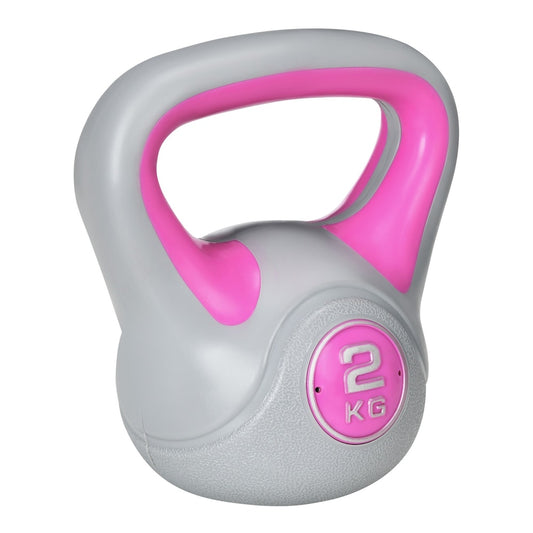 SPORTNOW Kettlebell, a pink and grey weight with a handle, showing the 2kg weight marking