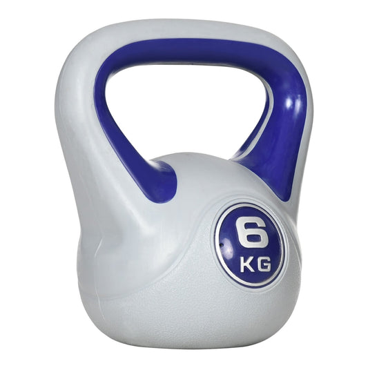 SPORTNOW Kettlebell, a 6kg weight lifting kettlebell in purple and grey with a handle