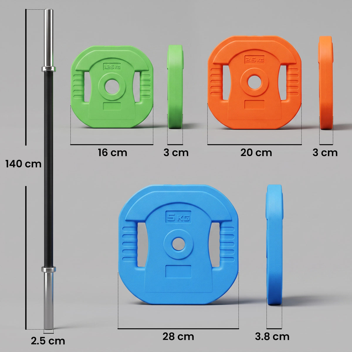 SPORTNOW kg Adjustable Barbell Weights Set