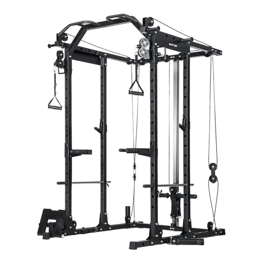 SPORTNOW Lat Pull-Down Home Gym Machine in black with a frame and cable system