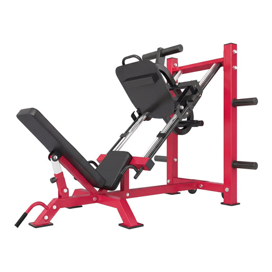 SPORTNOW Leg Press Machine with Wheels and Calf Block, a red home gym system with adjustable seat and footplate