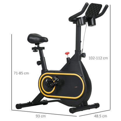 The exercise bike showing height and length dimensions on a white background