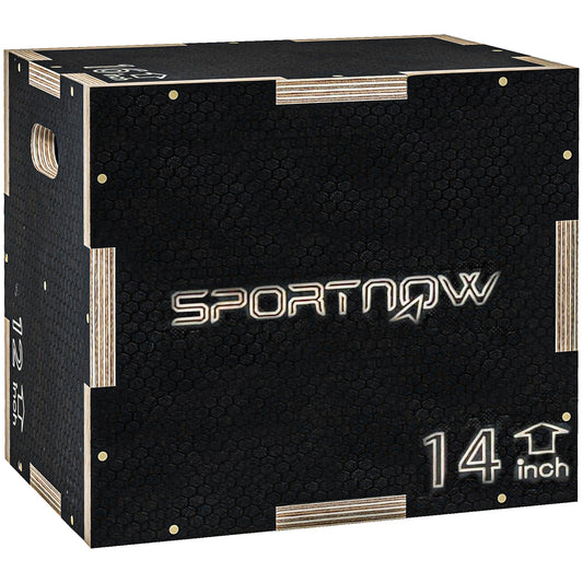 SPORTNOW Multi-Faceted Jump Box in black with visible plywood edges and cut-out side handles