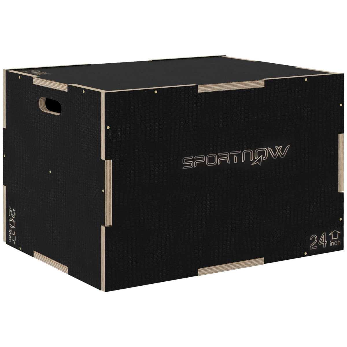 SPORTNOW Multi-Faceted Jump Box, a black wooden plyometric box with textured sides and visible ply construction