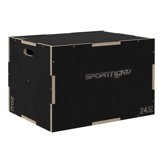 SPORTNOW Multi-Faceted Jump Box, a black wooden plyometric box with textured sides and visible ply construction