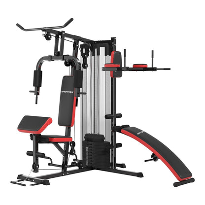 SPORTNOW Multi Gym Workout Station with red accents and a weight stack