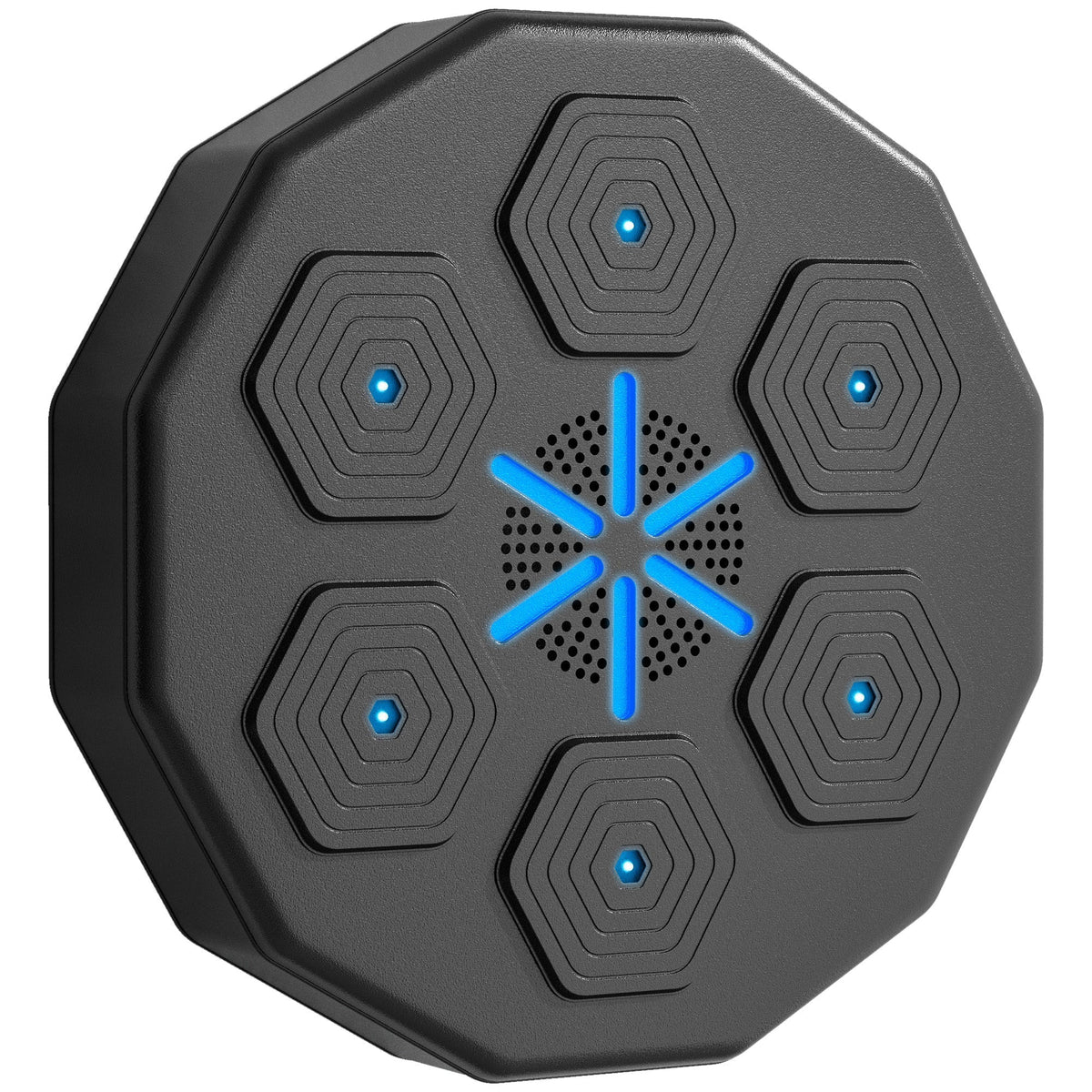 SPORTNOW Music Boxing Machine with six hexagonal punching pads and a central blue LED light display
