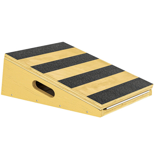 SPORTNOW Portable Slant Board, a wooden calf stretcher with black grip tape on the surface