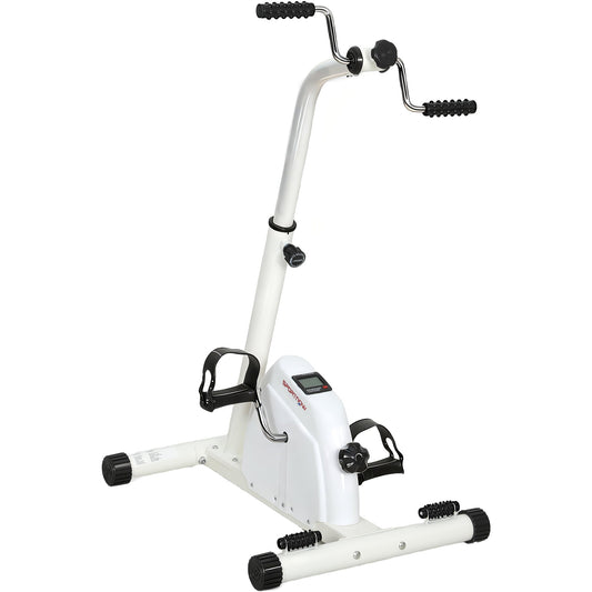 SPORTNOW Seated Pedal Exerciser with dual massage and adjustable height in white