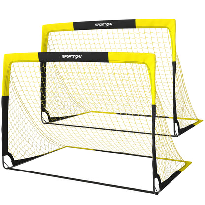 SPORTNOW Set of 2 Pop Up Football Goal in Yellow