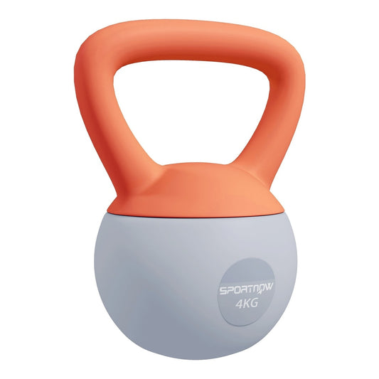 SPORTNOW 4KG Soft Kettlebell in orange and grey with a non-slip handle