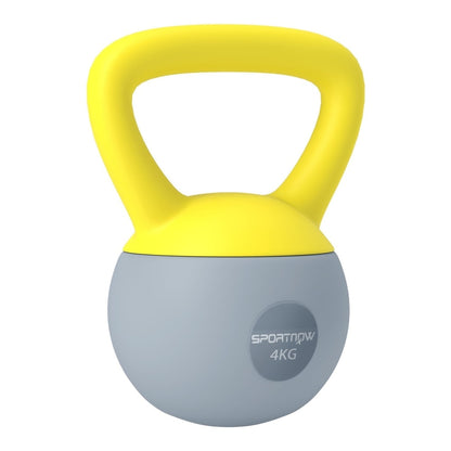 SPORTNOW 4KG Soft Kettlebell in yellow and grey with a rounded base and a single handle