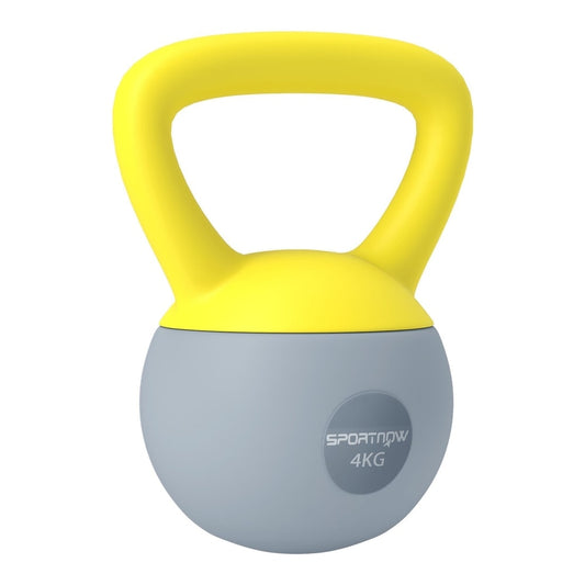 SPORTNOW 4KG Soft Kettlebell in yellow and grey with a rounded base and a single handle