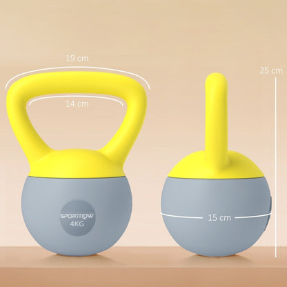 Size comparison of the soft kettlebell showing its dimensions