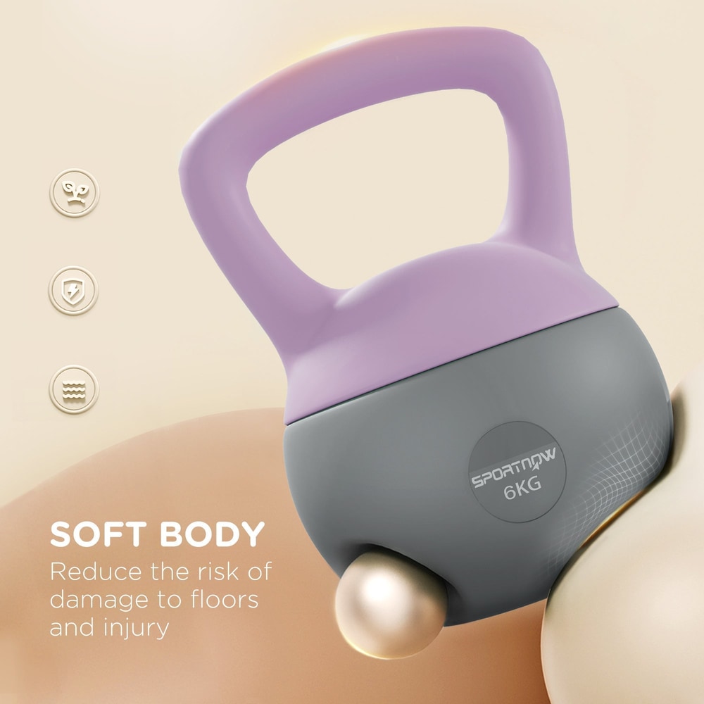 Close-up of the soft kettlebell highlighting its non-slip handle and weight