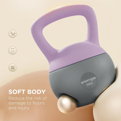 Close-up of the soft kettlebell highlighting its non-slip handle and weight
