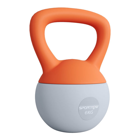 SPORTNOW 6KG Soft Kettlebell with Non-Slip Handle, orange and grey, with a rounded base and a single handle