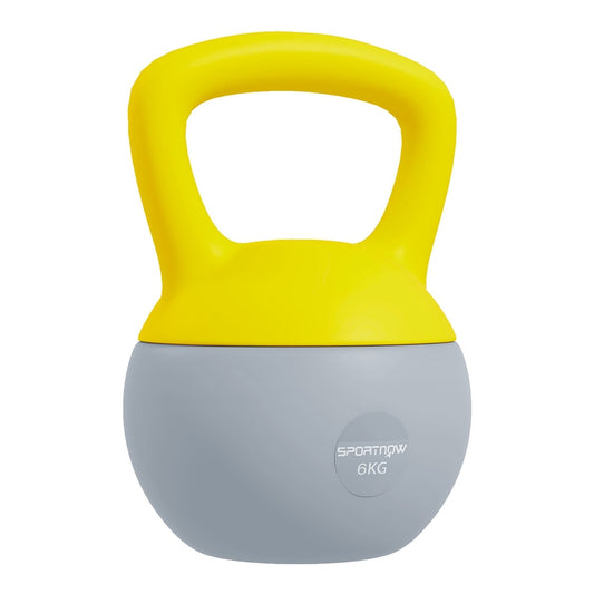 SPORTNOW 6KG Soft Kettlebell with a bright yellow handle and a smooth grey weighted base
