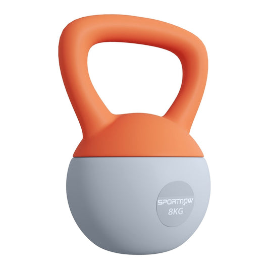 SPORTNOW 8KG Soft Kettlebell in orange and grey with a rounded base and a wide handle
