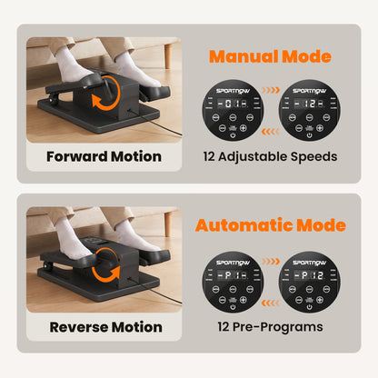 Close up of the mini stepper showing forward and reverse motion with 12 adjustable speeds