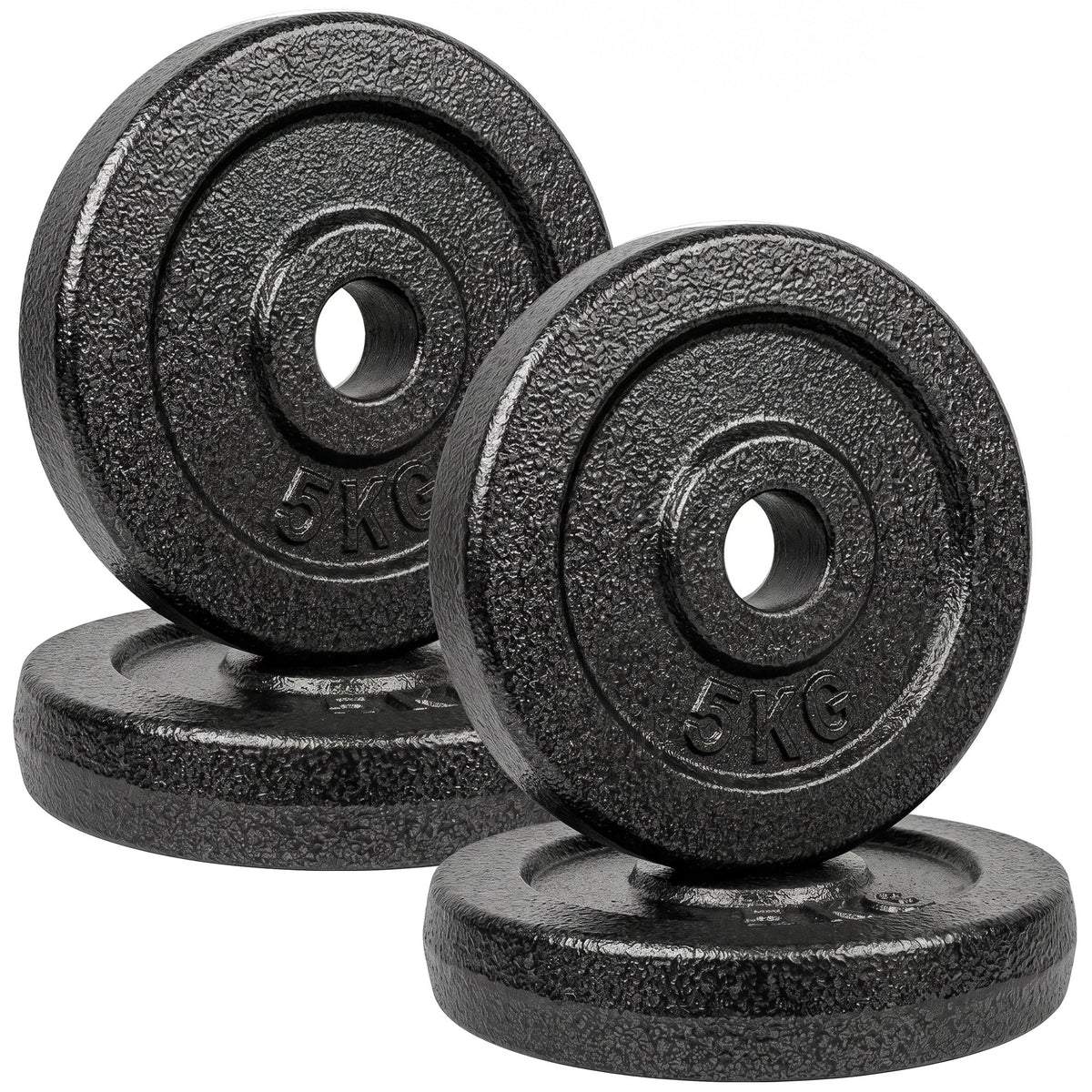 SPORTNOW Weight Plates Set, two 5kg metal dumbbell plates stacked on a white background