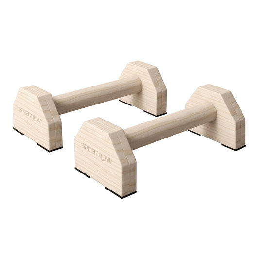 SPORTNOW Wooden Parralletes Bars set on a plain white background