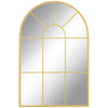 HOMCOM 90 X 61cm Arched Grid Mirror - Gold Tone
