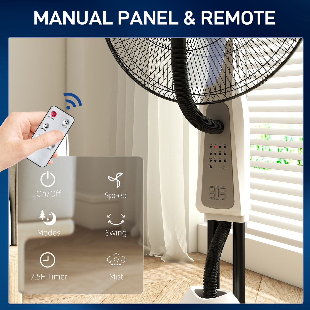 HOMCOM Pedestal Fan in White