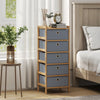 HOMCOM Chest of Drawers, 5 Fabric Drawers Narrow Dresser with Bamboo Frame, Light Grey
