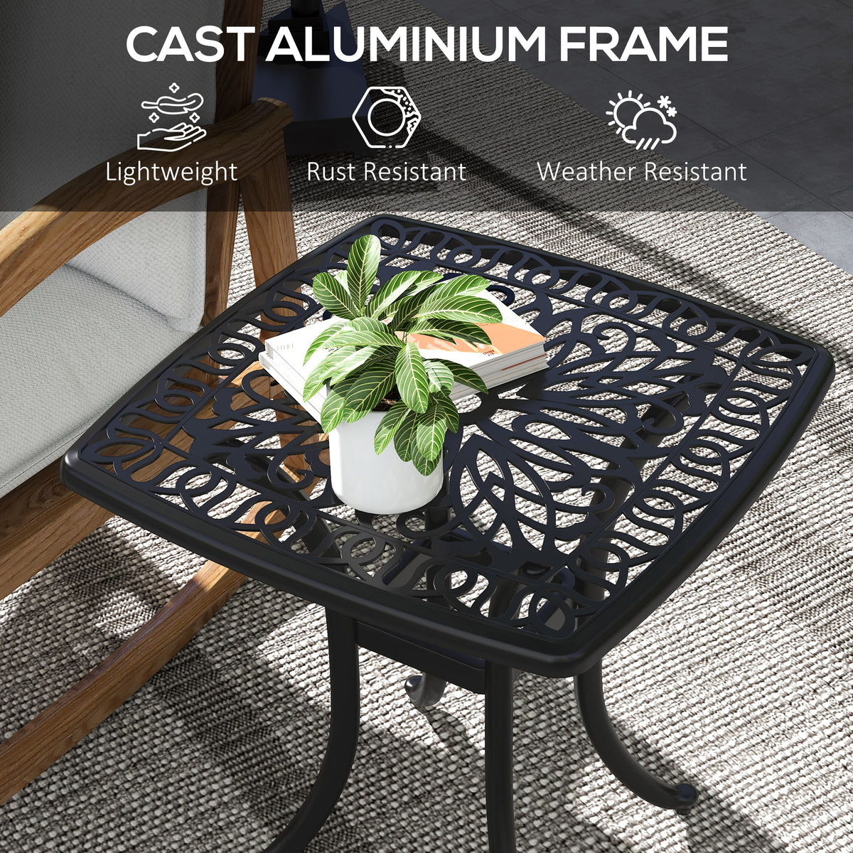 Outsunny Cast Aluminium Bistro Table in Black