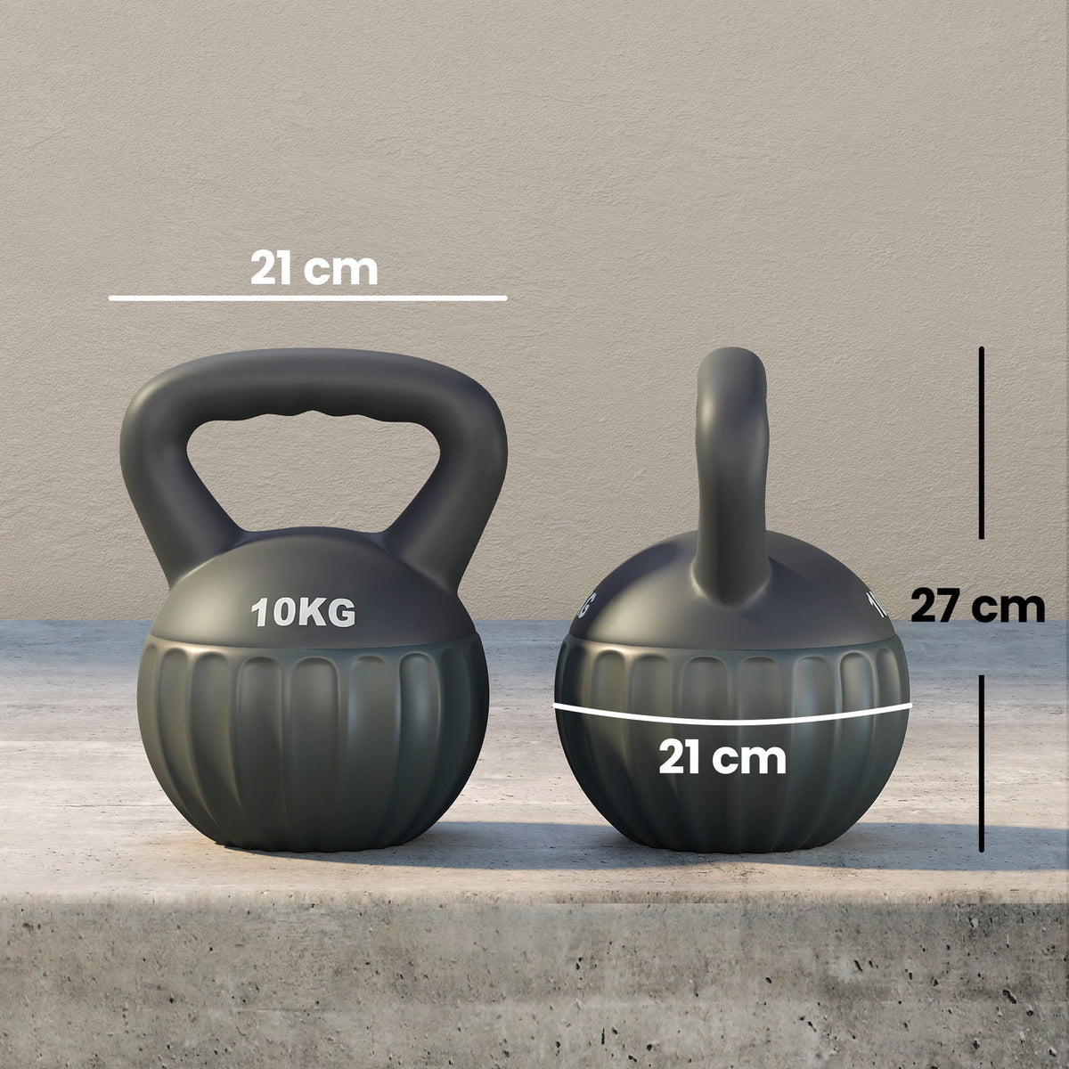 SPORTNOW Kettlebell لتدريب القوة، كيتل بيل بمقبض غير قابل للانزلاق، 10 كجم، رمادي