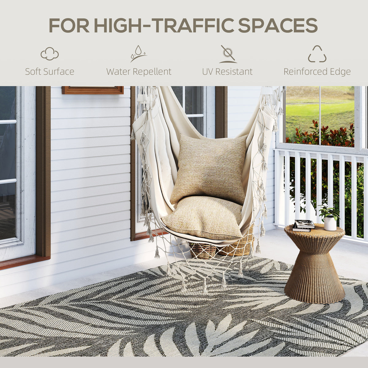 HOMCOM UV Resistant Indoor & Outdoor Area Rug in Grey
