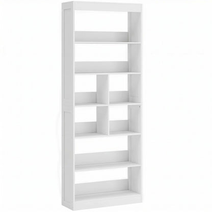 HOMCOM Bookcase, 6-Tier Bookshelf with Open Storage Shelves, Cubes, 180 cm Tall Display Shelf with Anti-Tipping Design, White