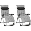 Outsunny 2pc Reclining Zero Gravity Sun Loungers ,Folding Chaise Lounge Chair with Cushions, Light Grey