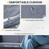 Outsunny 3 Seater All Weather Outdoor Sofa, Garden Rattan Sofa with Cushions and Mental Frame, Grey