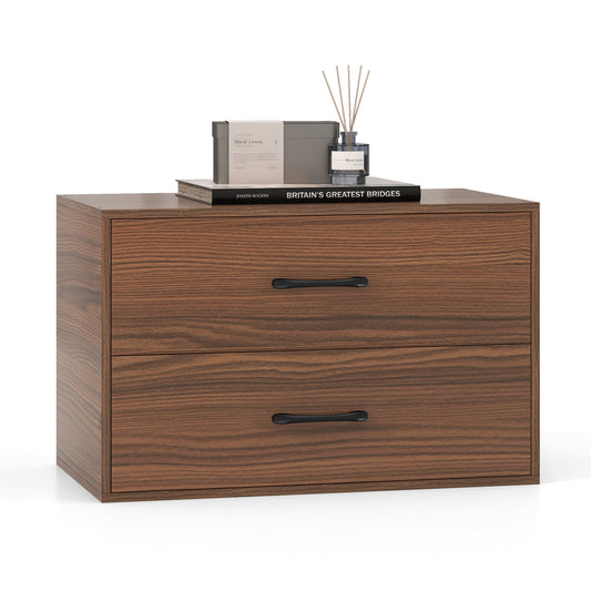 Stackable 2-Drawer Dresser with Anti-scratch Pads and Anti-tipping Devices in walnut finish