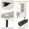 Stackable Bookcase with Adjustable Shelf and Cubes for Living Room Bedroom-White