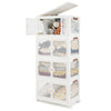 Stackable Storage Containers with Wheels and Lit-White-4-Tier