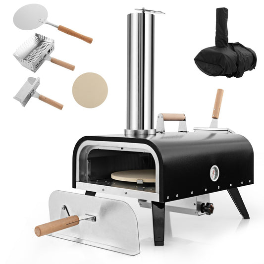 Stainless Steel 3-Layer Oven with thermometer and pizza peel with carry bag and accessories