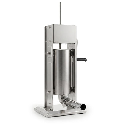 The stainless steel meat stuffer on a white background