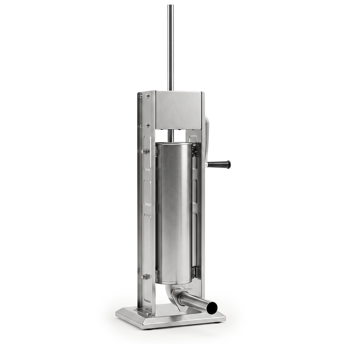 The meat filling machine standing upright on a plain white background